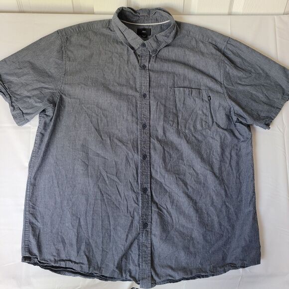 Obey Men’s Button Up Shirt XXL Blue Striped Short Sleeve Casual Top - Picture 1 of 8